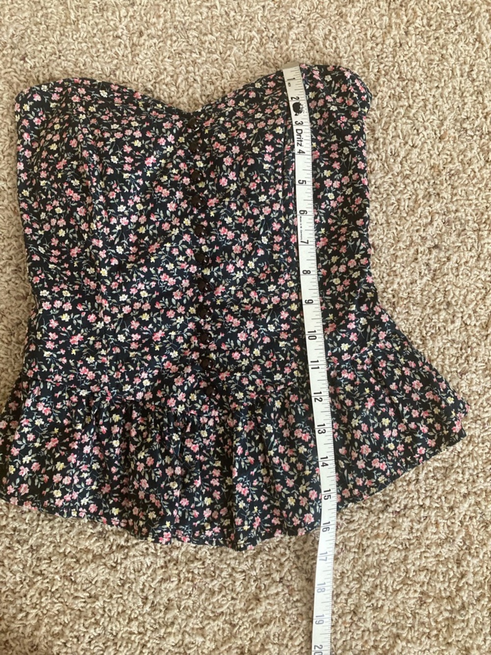 Monteau Black Floral Corset Top - Picture 3 of 8